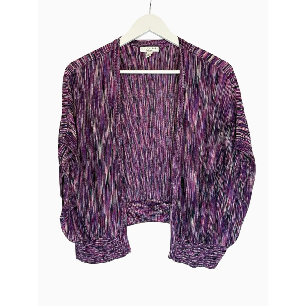 Liz Lange Maternity XL Purple Space Dye Open Front Knit Shrug Cardigan